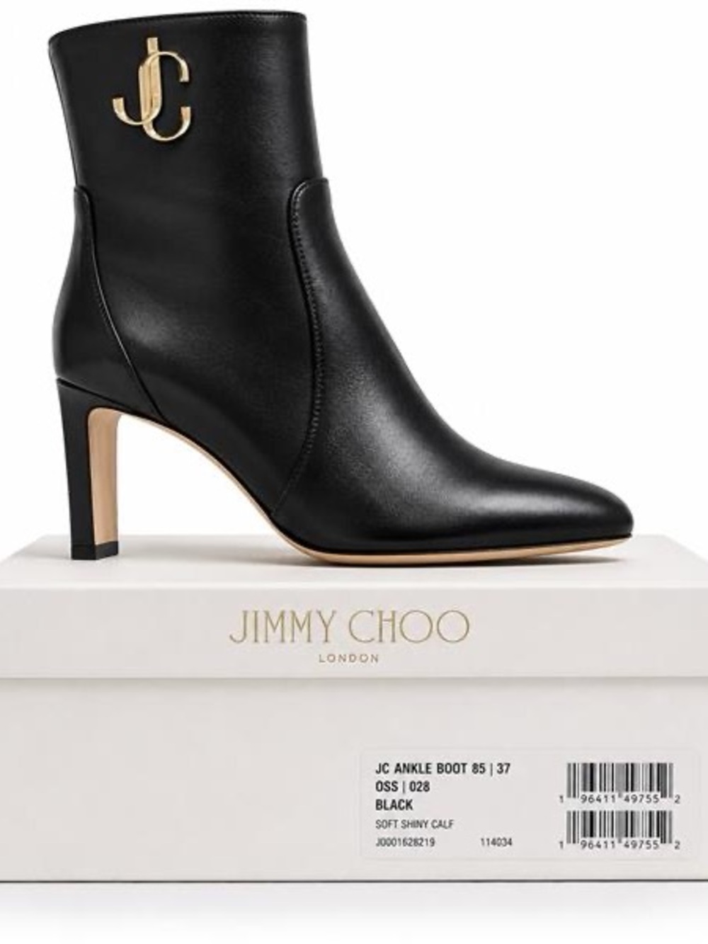Jimmy‎ Choo Black Leather JC Logo Ankle Boot